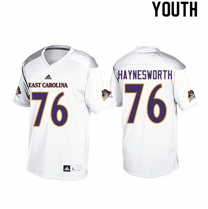Youth #76 Justyn Haynesworth ECU Pirates College Football Jerseys Sale-White